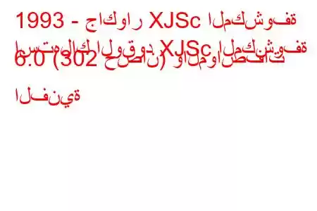 1993 - جاكوار XJSc المكشوفة
استهلاك الوقود XJSc المكشوفة 6.0 (302 حصان) والمواصفات الفنية