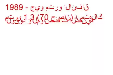 1989 - جيو مترو الانفاق
مترو 1.3 (70 حصان) استهلاك الوقود والمواصفات الفنية