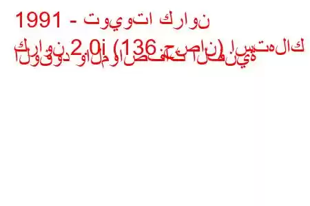 1991 - تويوتا كراون
كراون 2.0i (136 حصان) استهلاك الوقود والمواصفات الفنية