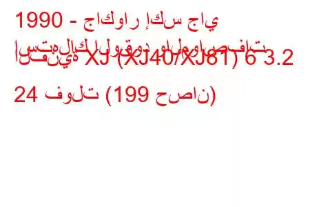 1990 - جاكوار إكس جاي
استهلاك الوقود والمواصفات الفنية XJ (XJ40/XJ81) 6 3.2 24 فولت (199 حصان)