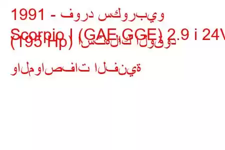 1991 - فورد سكوربيو
Scorpio I (GAE,GGE) 2.9 i 24V (195 Hp) استهلاك الوقود والمواصفات الفنية