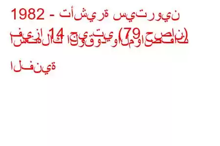 1982 - تأشيرة سيتروين
فيزا 14 جي تي (79 حصان) استهلاك الوقود والمواصفات الفنية