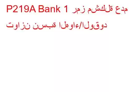 P219A Bank 1 رمز مشكلة عدم توازن نسبة الهواء/الوقود