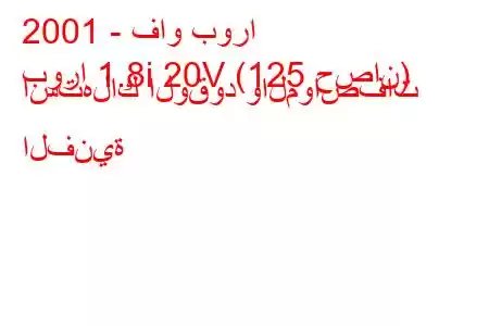 2001 - فاو بورا
بورا 1.8i 20V (125 حصان) استهلاك الوقود والمواصفات الفنية