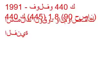 1991 - فولفو 440 ك
440 ك (445) 1.8 (90 حصان) استهلاك الوقود والمواصفات الفنية