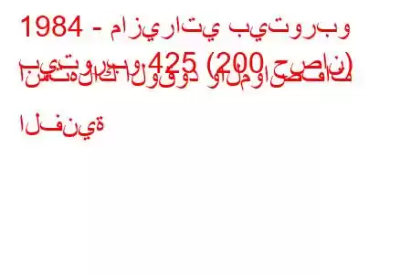 1984 - مازيراتي بيتوربو
بيتوربو 425 (200 حصان) استهلاك الوقود والمواصفات الفنية