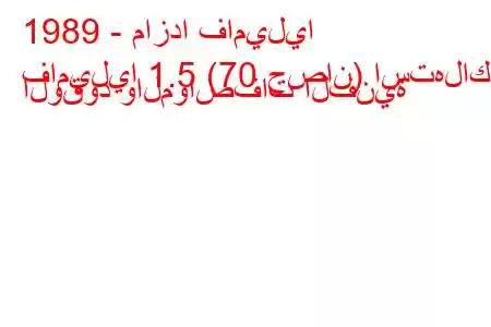 1989 - مازدا فاميليا
فاميليا 1.5 (70 حصان) استهلاك الوقود والمواصفات الفنية