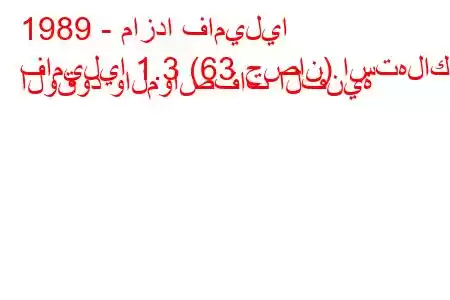 1989 - مازدا فاميليا
فاميليا 1.3 (63 حصان) استهلاك الوقود والمواصفات الفنية