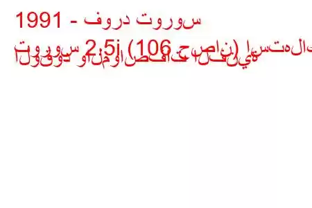 1991 - فورد توروس
توروس 2.5i (106 حصان) استهلاك الوقود والمواصفات الفنية