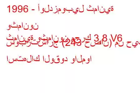 1996 - أولدزموبيل ثمانية وثمانون
ثمانية وثمانون محرك 3.8 V6 سوبرتشارج (243 حصان) من حيث استهلاك الوقود والموا