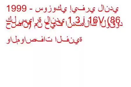 1999 - سوزوكي إيفري لاندي
كل سيارة لاندي 1.3 i 16V (86 حصان) من حيث استهلاك الوقود والمواصفات الفنية