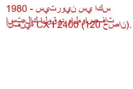 1980 - سيتروين سي اكس
استهلاك الوقود والمواصفات الفنية CX I 2400 (120 حصان).