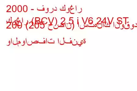 2000 - فورد كوغار
كوغار (BCV) 2.5 i V6 24V ST 200 (205 حصان) استهلاك الوقود والمواصفات الفنية