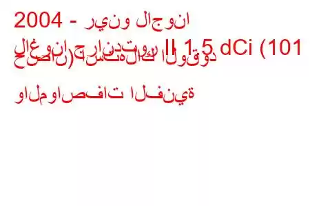 2004 - رينو لاجونا
لاغونا جراندتور II 1.5 dCi (101 حصان) استهلاك الوقود والمواصفات الفنية