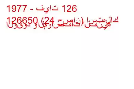 1977 - فيات 126
126650 (24 حصان) استهلاك الوقود والمواصفات الفنية