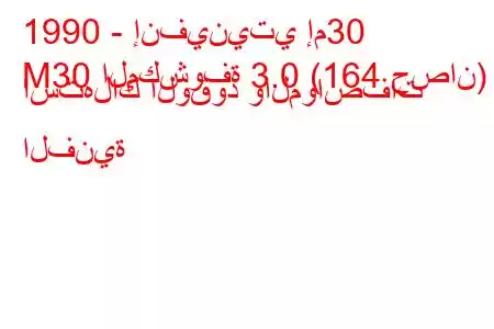 1990 - إنفينيتي إم30
M30 المكشوفة 3.0 (164 حصان) استهلاك الوقود والمواصفات الفنية