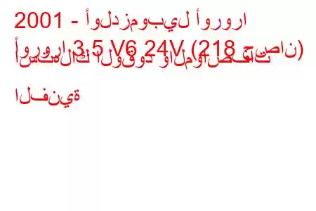 2001 - أولدزموبيل أورورا
أورورا 3.5 V6 24V (218 حصان) استهلاك الوقود والمواصفات الفنية