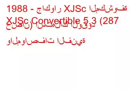 1988 - جاكوار XJSc المكشوفة
XJSc Convertible 5.3 (287 حصان) استهلاك الوقود والمواصفات الفنية