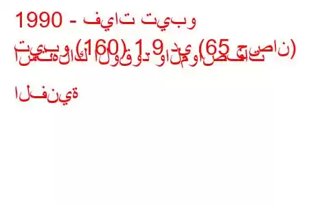 1990 - فيات تيبو
تيبو (160) 1.9 دي (65 حصان) استهلاك الوقود والمواصفات الفنية