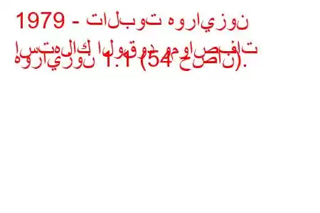 1979 - تالبوت هورايزون
استهلاك الوقود ومواصفات هورايزون 1.1 (54 حصان).