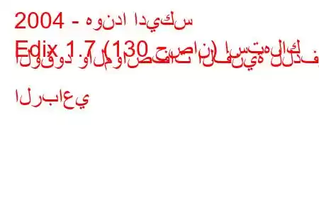 2004 - هوندا اديكس
Edix 1.7 (130 حصان) استهلاك الوقود والمواصفات الفنية للدفع الرباعي