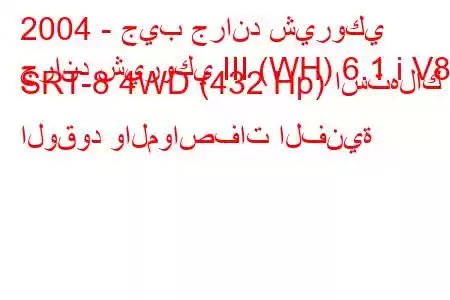 2004 - جيب جراند شيروكي
جراند شيروكي III (WH) 6.1 i V8 SRT-8 4WD (432 Hp) استهلاك الوقود والمواصفات الفنية