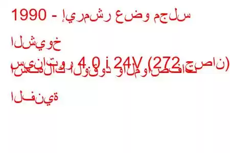 1990 - إيرمشر عضو مجلس الشيوخ
سيناتور 4.0 i 24V (272 حصان) استهلاك الوقود والمواصفات الفنية